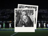 Pepe del Bosque adopta perro en el Estadio Olímpico Universitario durante un partido de la Liga MX