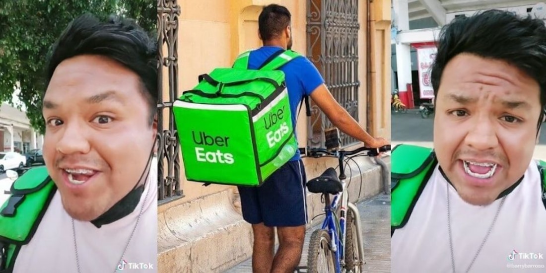 Repartidor de comida expone en TikTok a compañero que "probaba" comida antes de entregarla.