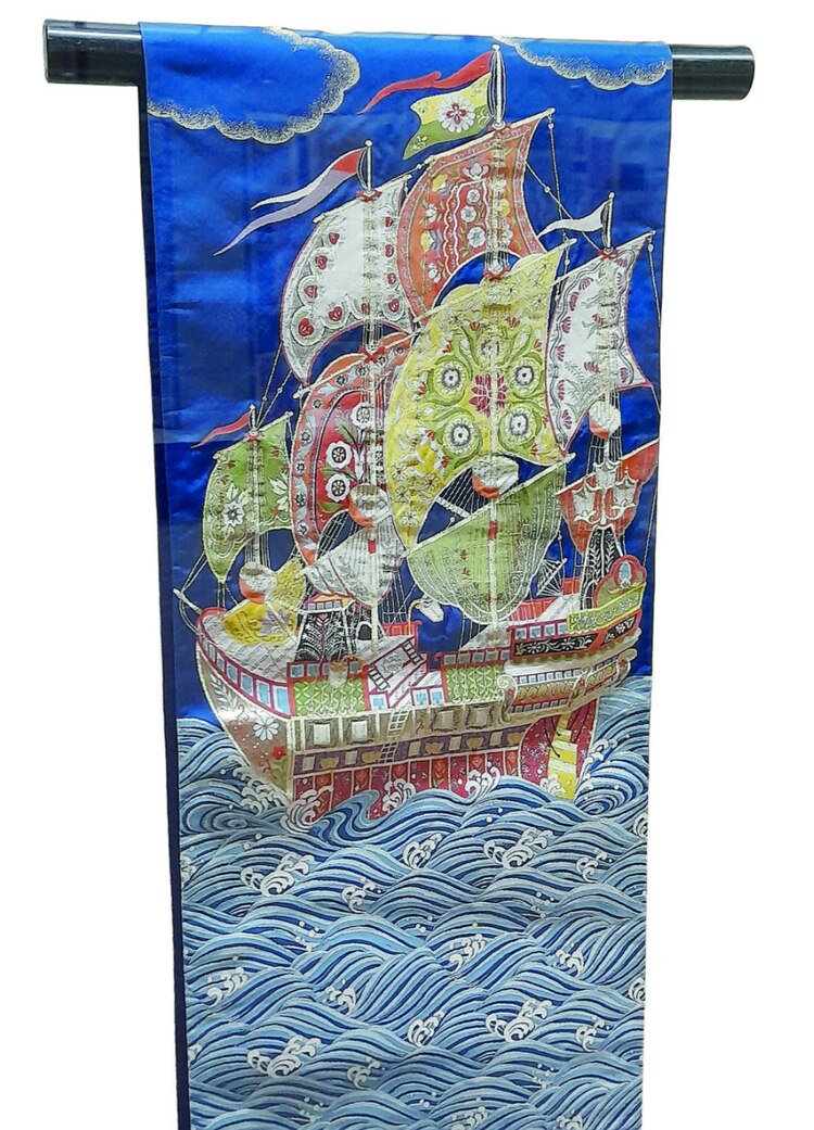 Textil en seda, Salón de Historia del Centro Textil Nishijin en Kioto, Japón.