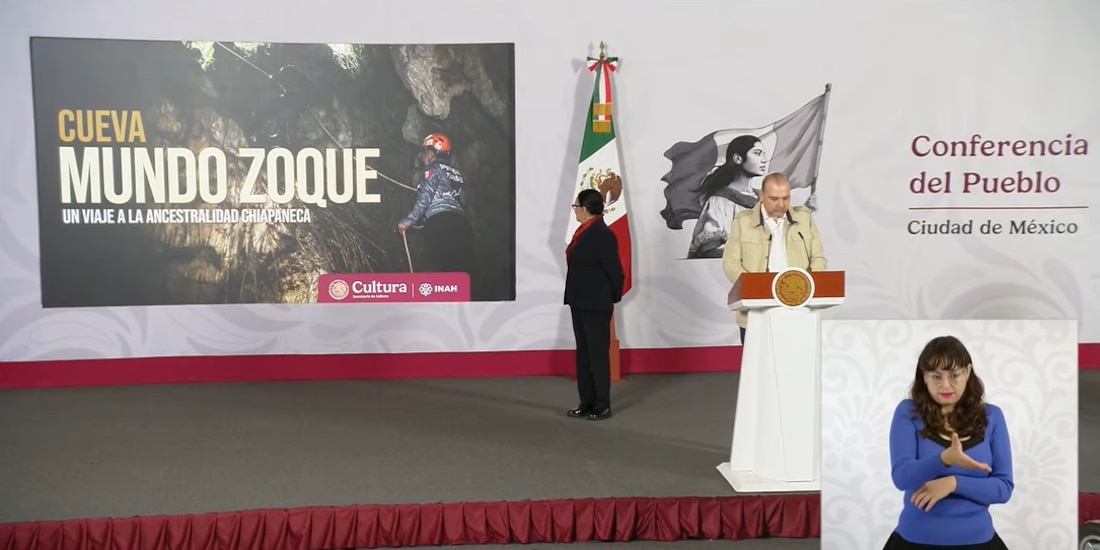 Explicación del hallazgo durante la conferencia de prensa del Gobierno federal.