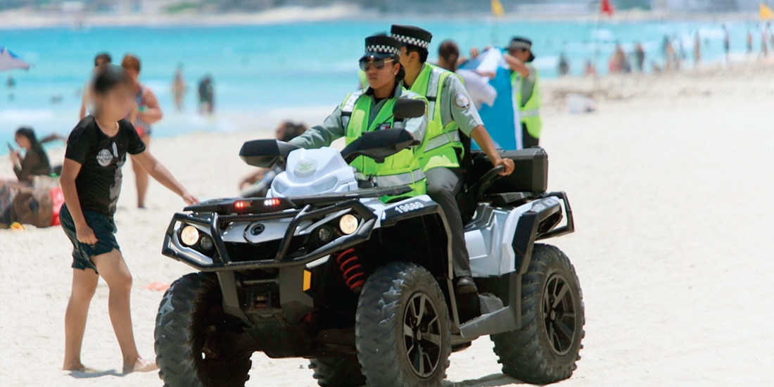 Elementos de la GN continúan con el operativo vacacional de Semana Santa en playas y en el Aeropuerto de Cancún, QRoo, el pasado 8 de abril.