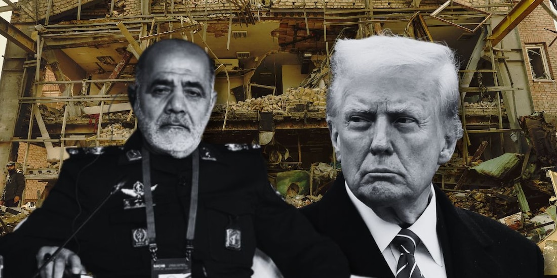 General Alí Abdulahi (izq.) rechazó ultimátum que Donald Trump (der.) dio a Irán para reabrir Estrecho de Ormuz.