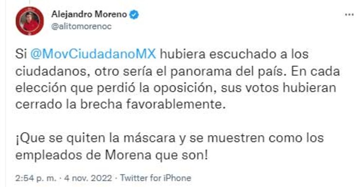 Alejandro Moreno Cárdenas en Twitter