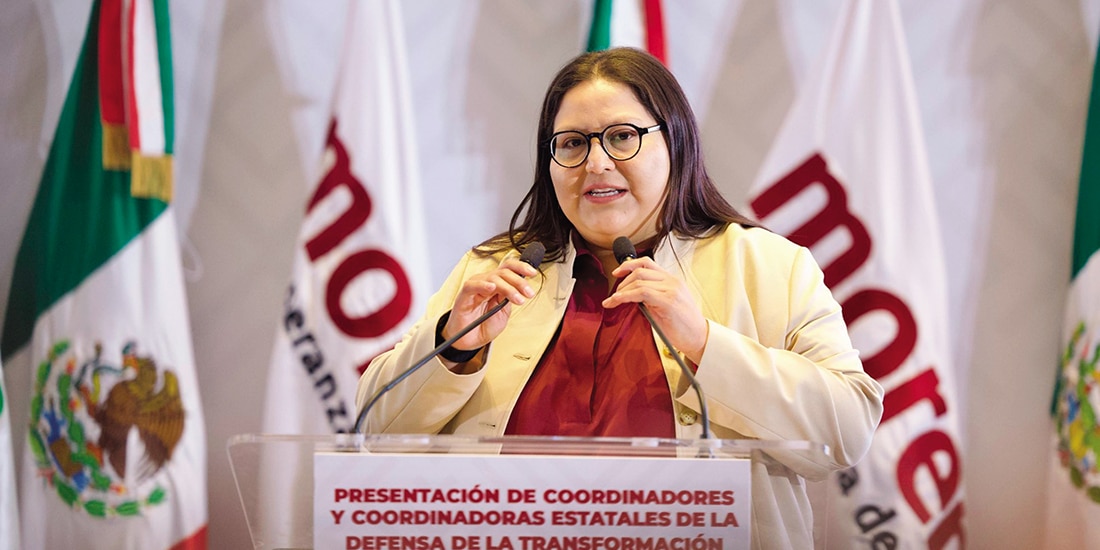 Citlalli HernándeZ, ayer, en la asignación de Coordinadores Territoriales.