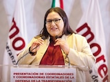 Citlalli HernándeZ, ayer, en la asignación de Coordinadores Territoriales.