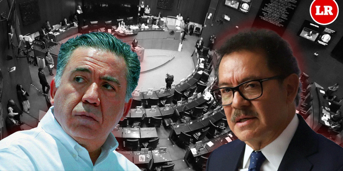 A la derecha, el coordinador de Morena en el Senado, Ignacio Mier Velazco; a la izquierda, el senador Enrique Inzunza Cázarez.