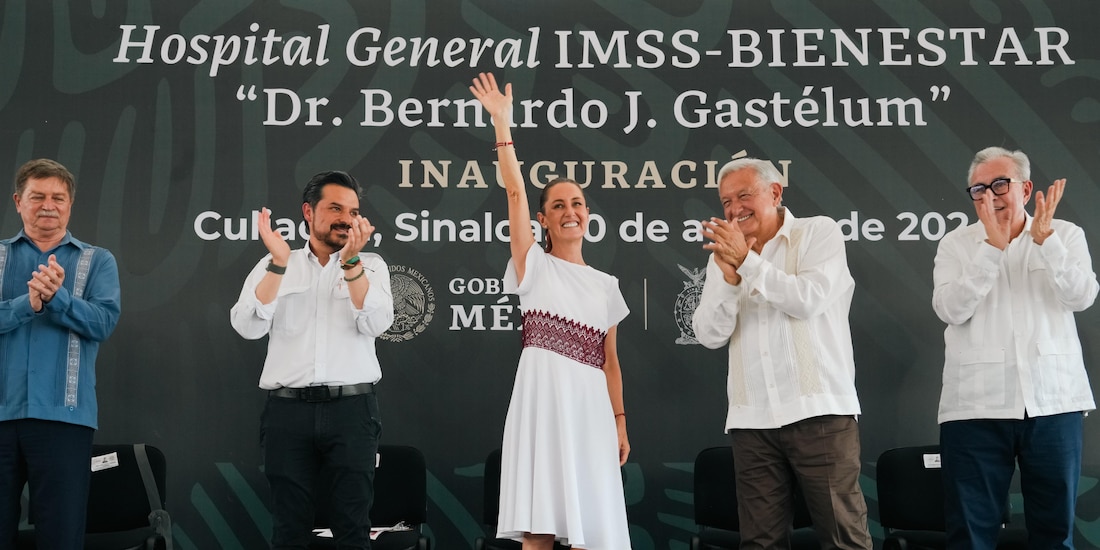La virtual presidenta electa, Claudia Sheinbaum, durante la inauguración Hospital IMSS-Bienestar ″Dr. Bernardo J. Gastélum″ en Sinaloa.