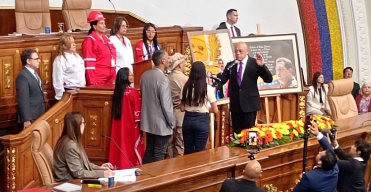 Jorge Rodríguez siendo reelecto como presidente de la Asamblea Nacional de Venezuela