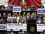 Diputados del PAN, ayer, desde la tribuna de San Lázaro.