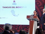 La titular de la SSPC esta mañana en Palacio Nacional.