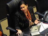 Ana Lilia Rivera, presidenta de la Mesa Directiva del Senado, durante la sesión de este miércoles en la Cámara Alta el 22 de noviembre de 2023.