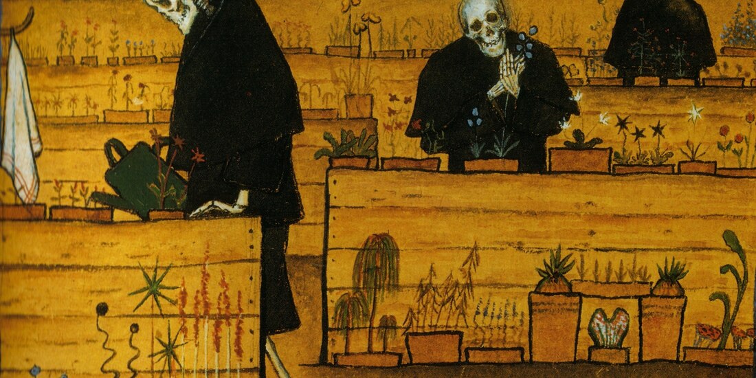 Hugo Simberg, El jardín de la muerte, acuarela y gouache, 1896.