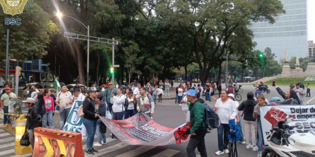 Segob llama a trabajadores del IMSS a no afectar a terceros en Reforma.