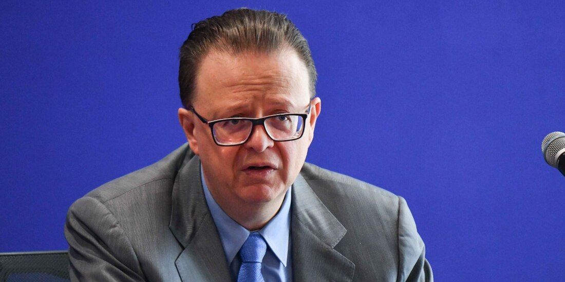 El magistrado Felipe de la Mata en conferencia de prensa, el 19 de junio del 2024.