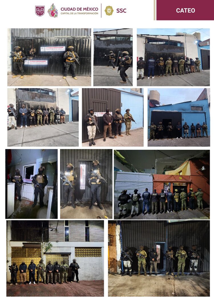 Elementos de la SSC aseguran drogas, armas y vehículos durante cateos en dos alcaldías capitalinas.