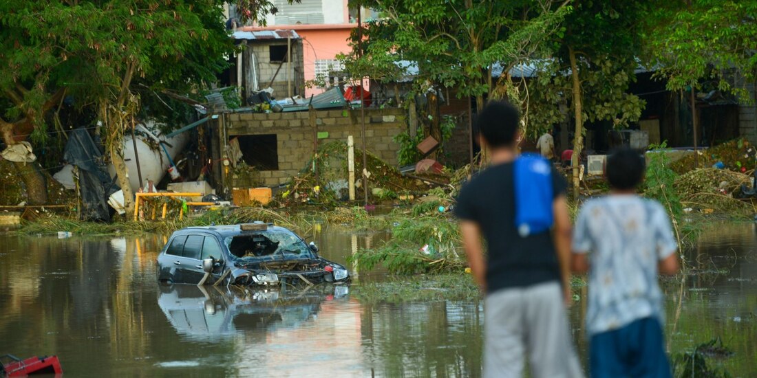 Inundaciones en Poza Rica, Veracruz, uno de los municipios más afectados por las fuertes lluvias.