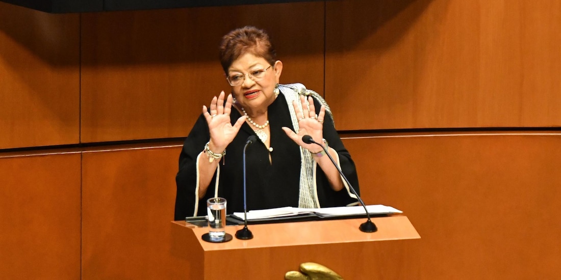 Ernestina Godoy Ramos, durante su comparecencia de este miércoles 3 de diciembre de 2025 en el Senado de la República.
