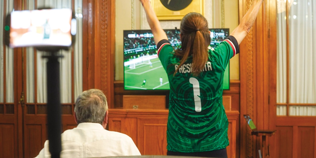 La presidenta al festejar el gol de la Selección el pasado 18 de junio