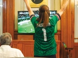 La presidenta al festejar el gol de la Selección el pasado 18 de junio
