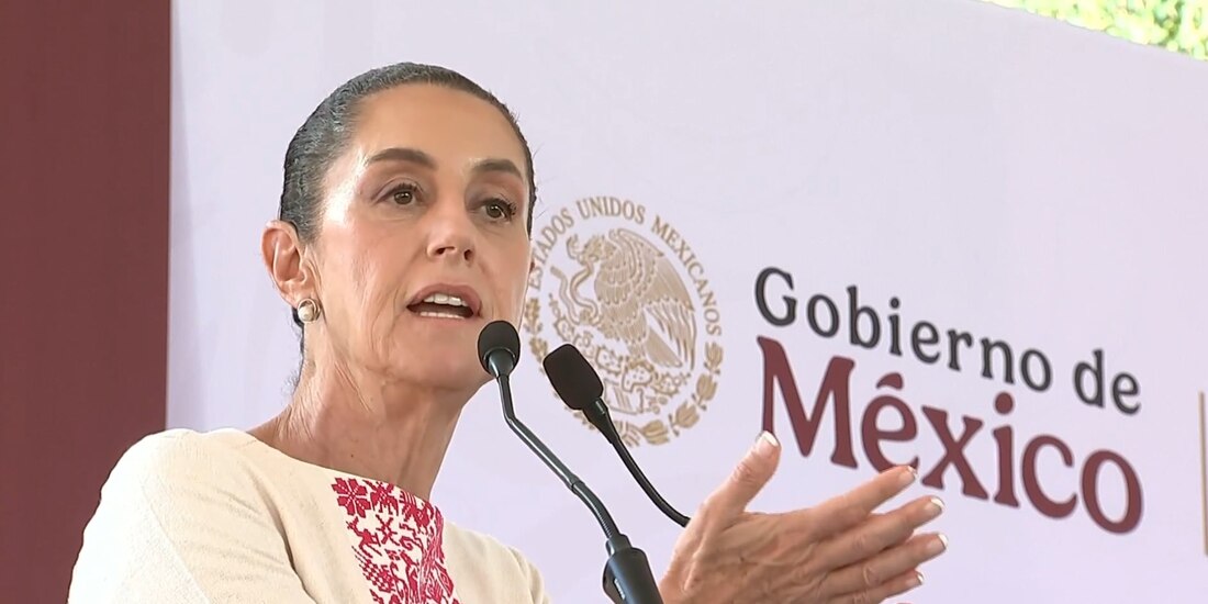 Claudia Sheinbaum, durante el evento Vivienda para el Bienestar, en Colima.
