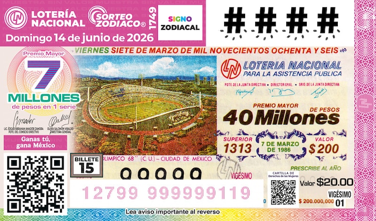 El Sorteo Zodiaco 1749 está dedicado al Mundial 2026 15-16 del Álbum Retro Lotería Nacional y el Futbol 2026.