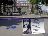 Feministas protestan en el centro histórico de Puebla, el mes pasado tras el asesinato de Michelle, de 19 años.