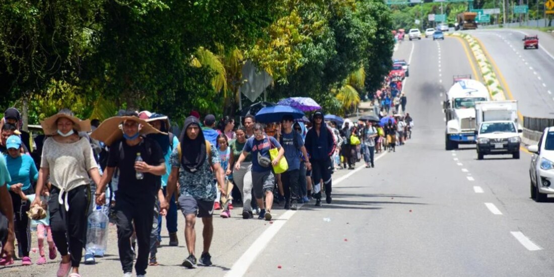 Migrantes en México rumbo a Estados Unidos.