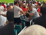 Aficionados ingleses y argentinos se agarran a golpes en la grada.