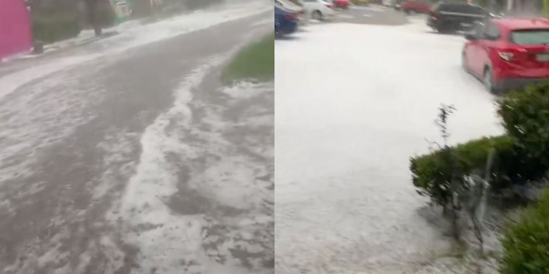 Fuerte granizada en Coacalco
