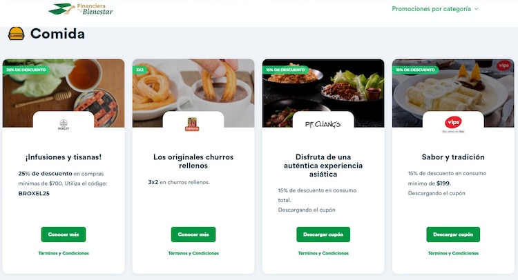 Estas son algunas de las promociones de la Tarjeta Financiera para el Bienestar.