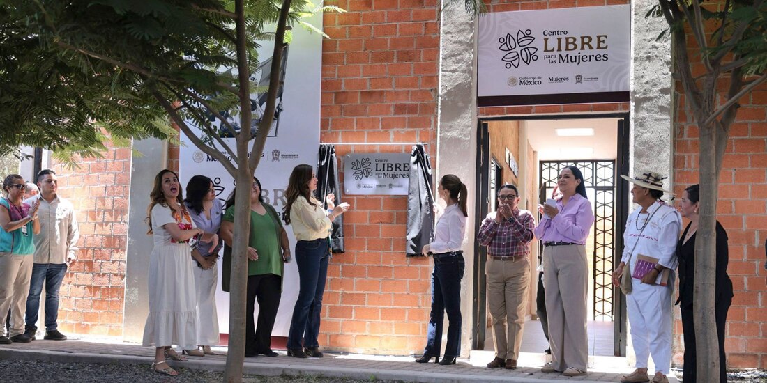 Claudia Sheinbaum, presidenta de México, durante la inauguración del Centro Libre para las Mujeres en Guanajuato.