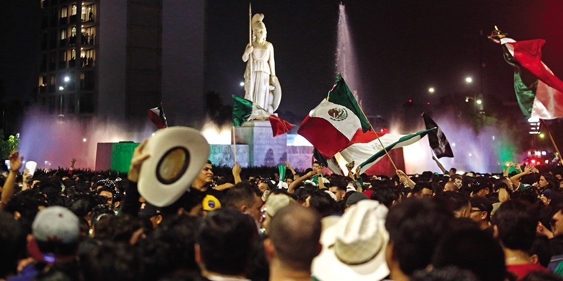 ASPECTO de la Glorieta de La Minerva en Guadalajara, el 30 de junio, cuando Ecuador enfrentó a México.