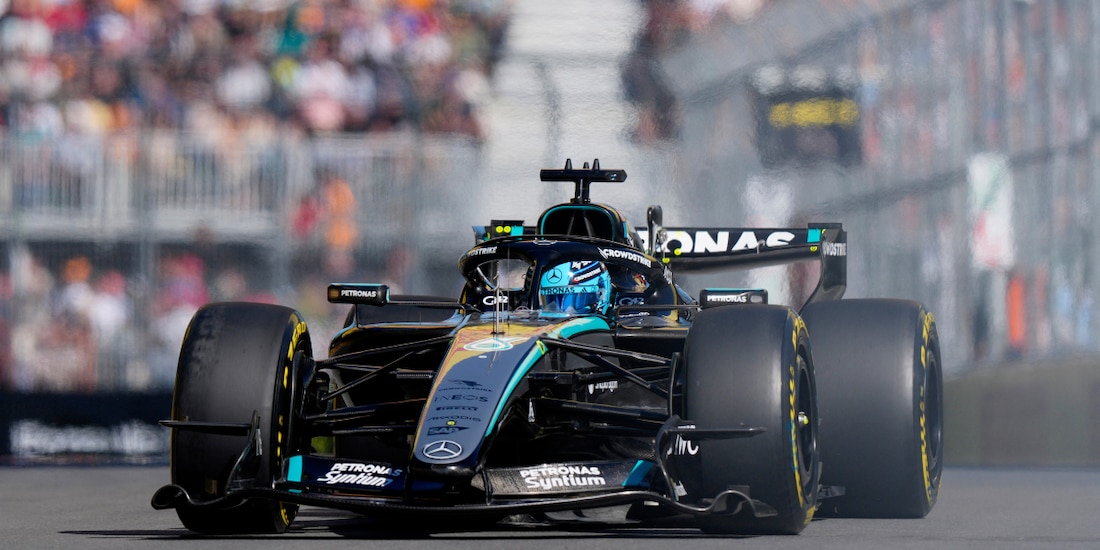 El Mercedes de George Russell en el sprint del Gran Premio de Canadá de F1.
