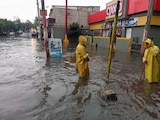Un encharcamiento por las intensas lluvias de este 12 de mayo en la Ciudad de México.