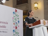 Claudia Sheinbaum en el Salón Tesorería de Palacio Nacional este jueves.