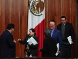 De izq. a der.: los magistrados Reyes Rodríguez, Mónica Soto, Janine Otálora, Felipe de la Mata y Felipe Fuentes, ayer, en sesión del pleno.