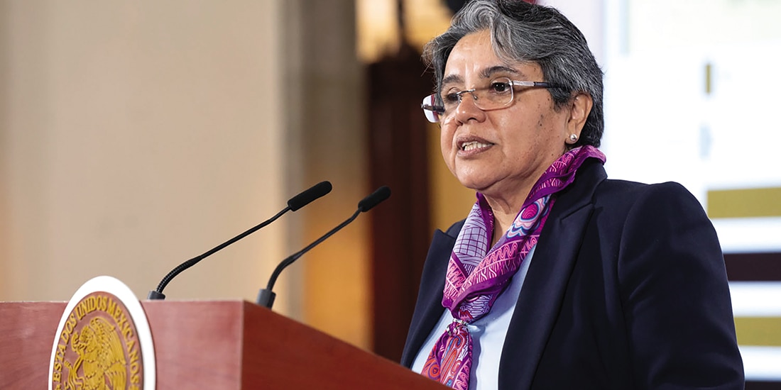 Raquel Buenrostro, titular de la Secretaría Anticorrupción y Buen Gobierno, ayer, en Palacio Nacional.