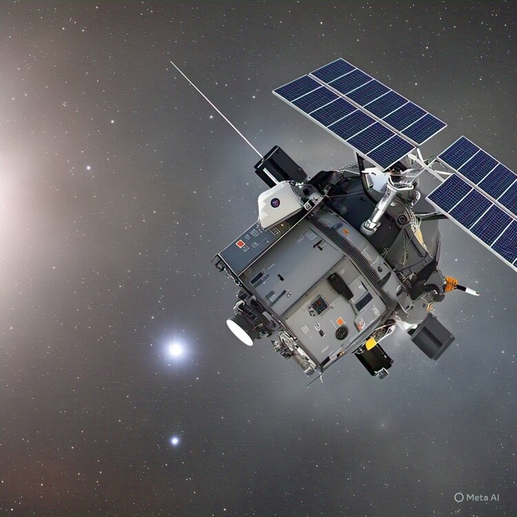 Una recreación por Inteligencia Artificial de la sonda espacial Hayabusa.