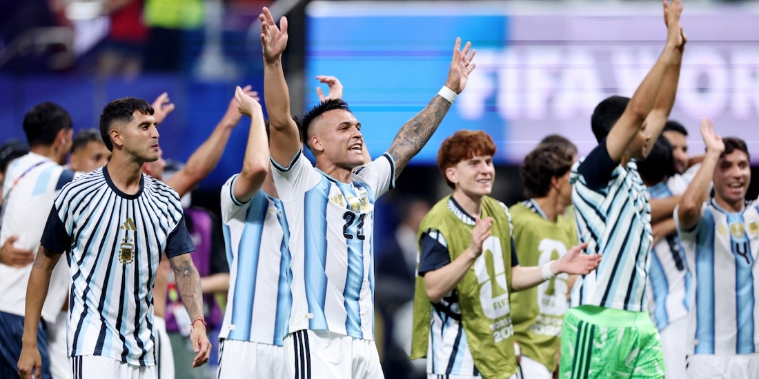 Jugadores de la Selección de Argentina en un partido de la Copa del Mundo 2026