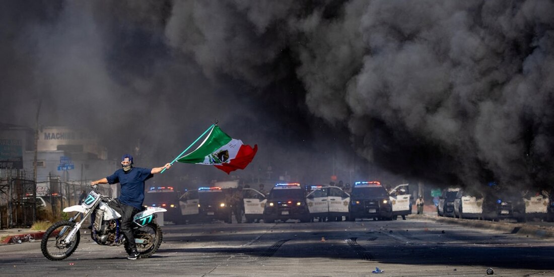 Protestas en Los Ángeles tras redadas antimigrantes por el ICE.