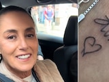 Claudia Sheinbaum reacciona a jóvenes que se tatuaron corazón que ella les dibujó.