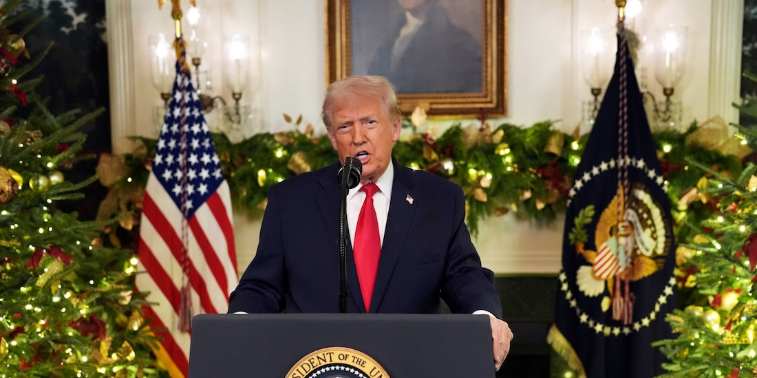 Donald Trump, presidente de Estados Unidos, en su mensaje a la nación del 17 de diciembre de 2025.