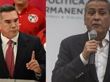 Manlio Fabio Beltrones (der.) insiste ir en contra de reelección de dirigencias nacionales, actualmente representada por "Alito" Moreno (izq.).