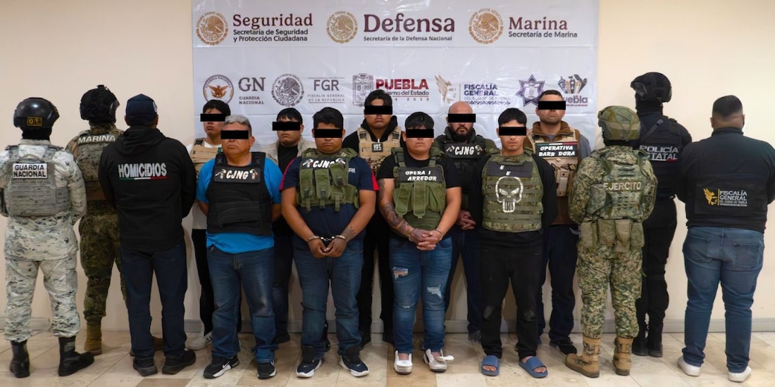Detienen en Puebla a nueve presuntos integrantes del CJNG
