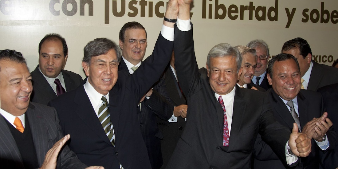 Cuauhtémoc Cárdenas y Andrés Manuel López Obrador, en 2012.