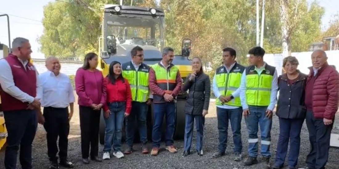 Sheinbaum entrega trenes de repavimentación a Edomex para avanzar en rehabilitación.