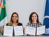 Mara Lezama y Andrea Marván Saltiel firman convenio para impulsar la competencia económica en Quintana Roo.