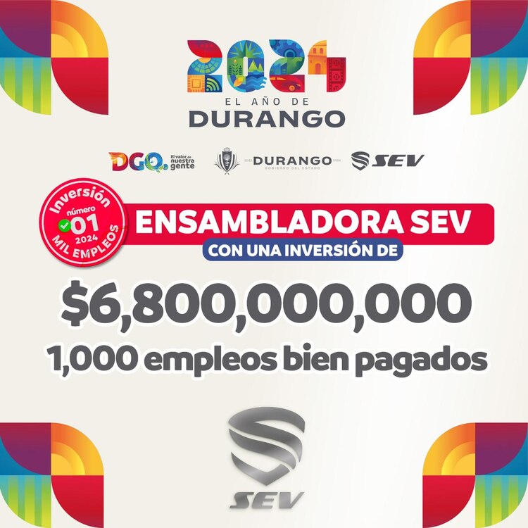 Anuncio de la llegada de inversión a Durango.