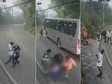 Presunto ladrón agrede a mujer y pasajeros de autobús se bajan a defenderla (VIDEO)