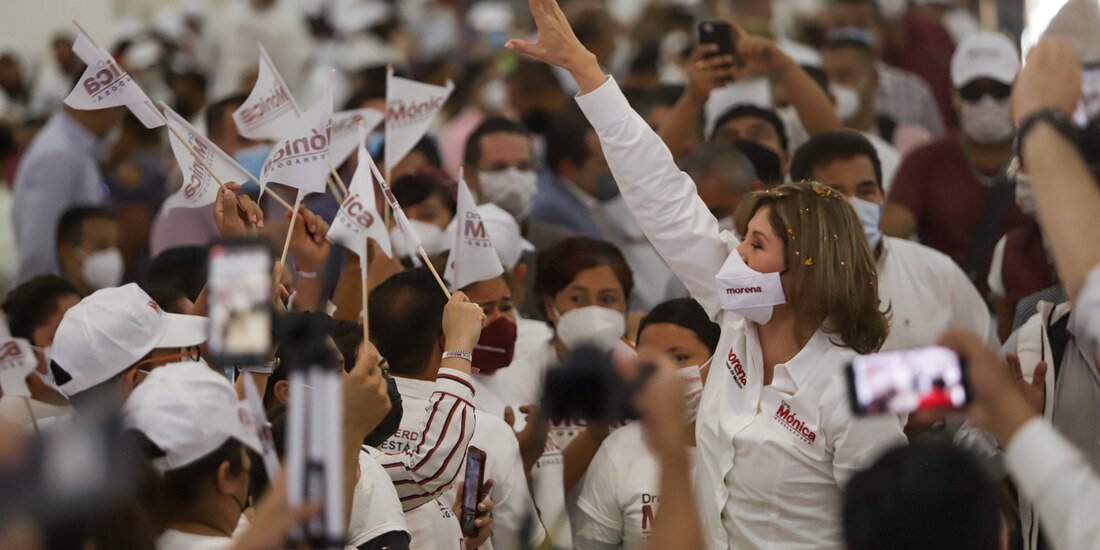 Mónica Rangel en campaña en SLP, el pasado 1 de mayo.